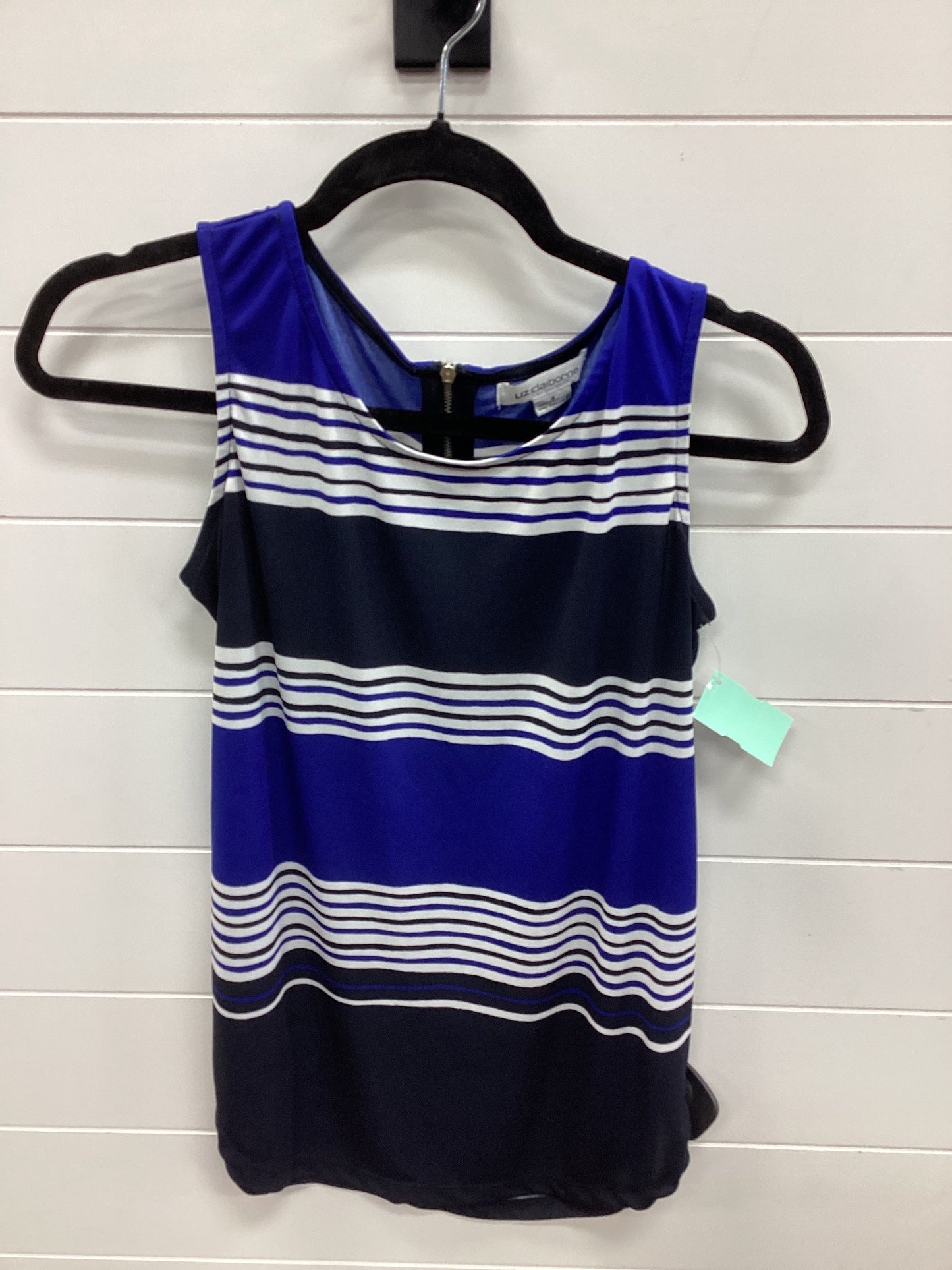 Top Sleeveless By Liz Claiborne In Black & Blue, Size:S