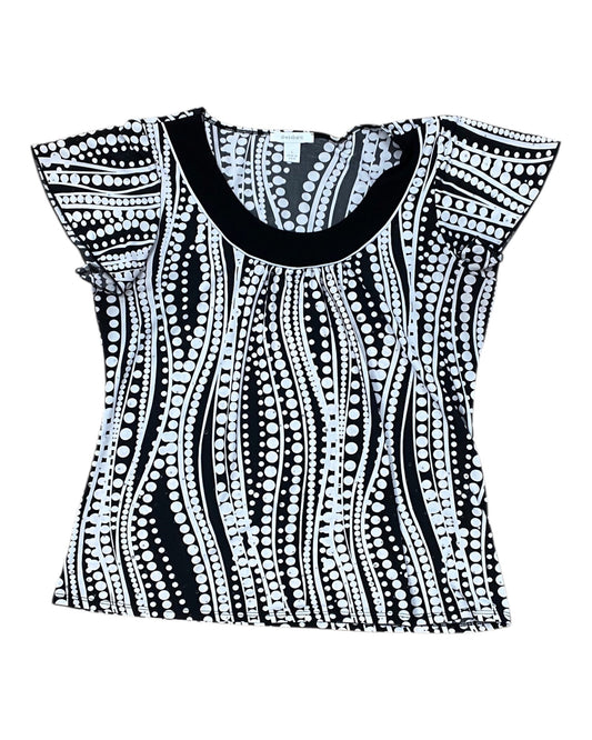 Top Ss By Dressbarn In Black & White, Size:L