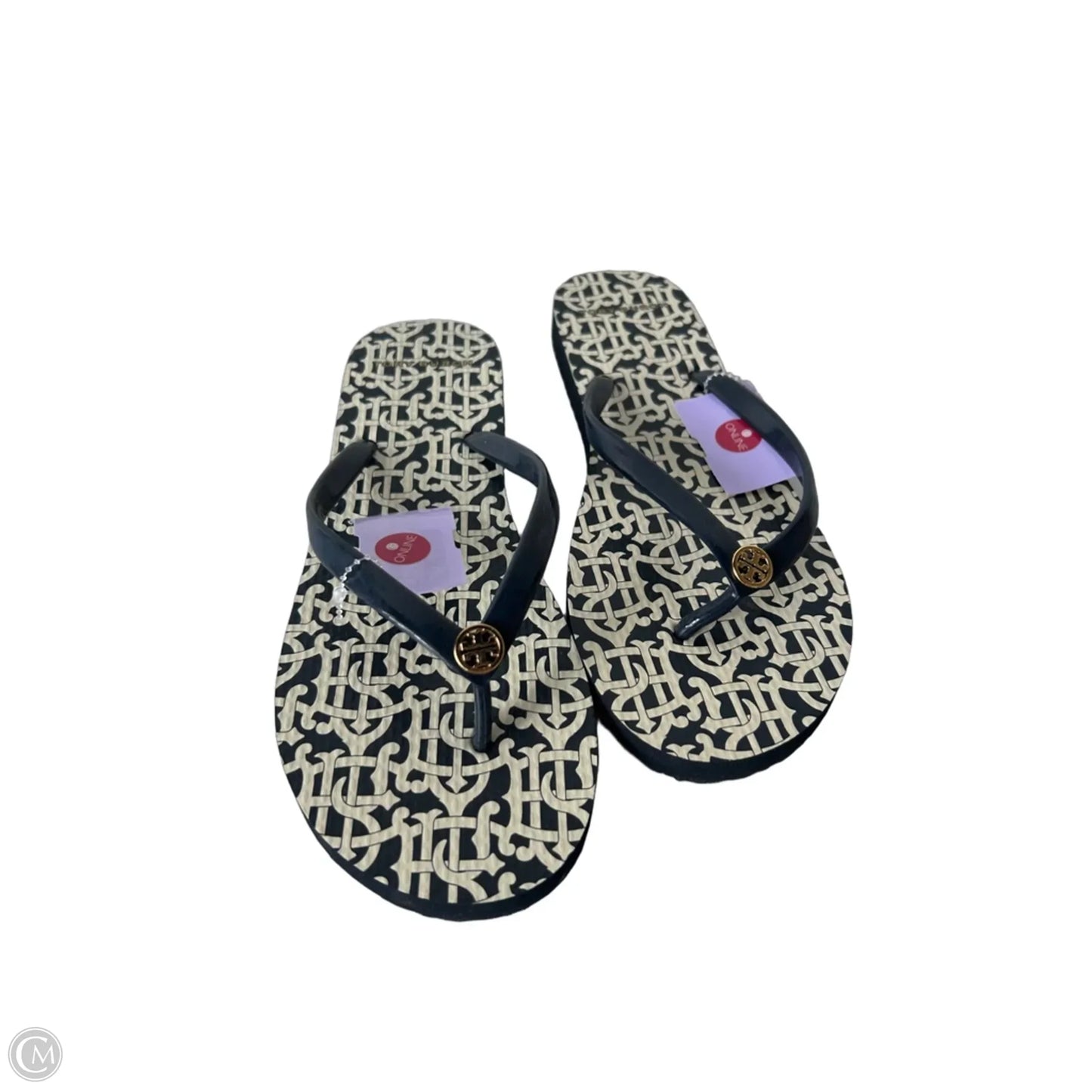 Sandals Designer By Tory Burch In Blue & Cream, Size: 8