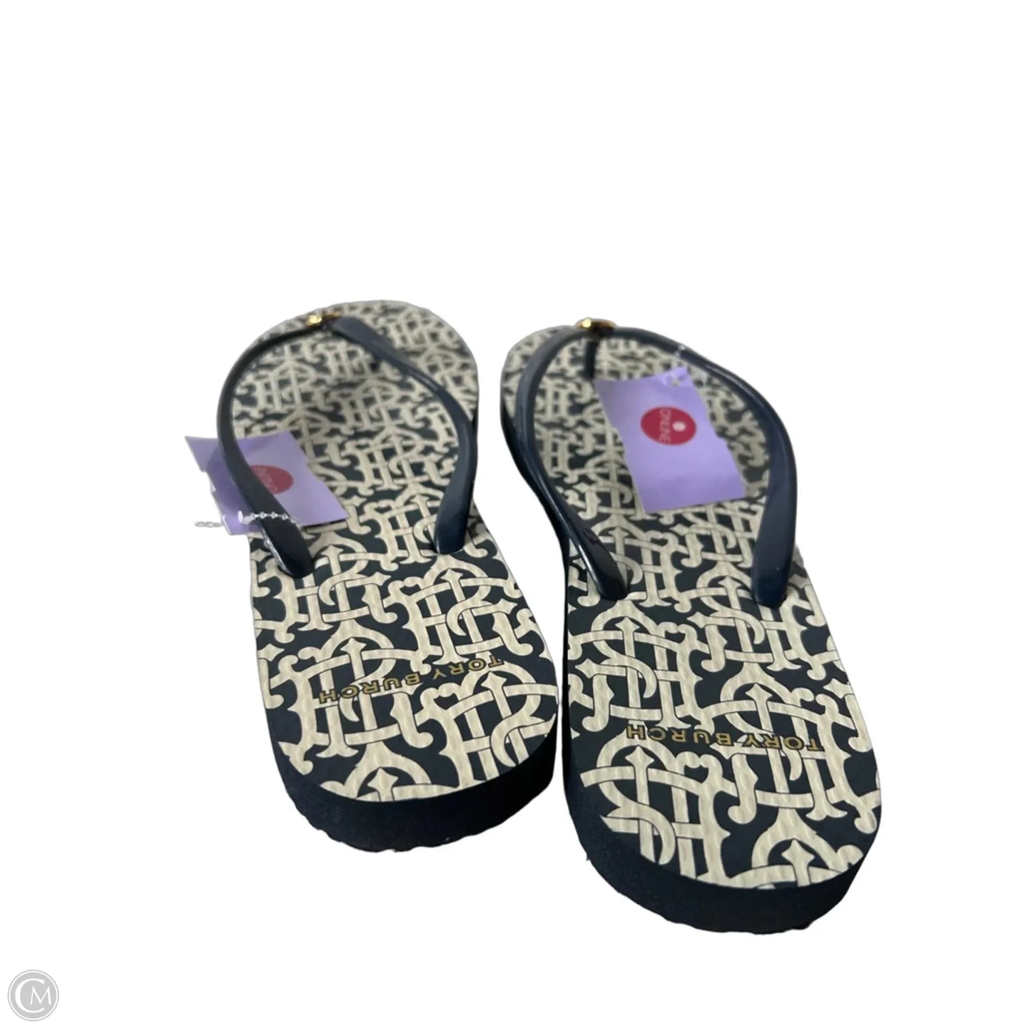 Sandals Designer By Tory Burch In Blue & Cream, Size: 8