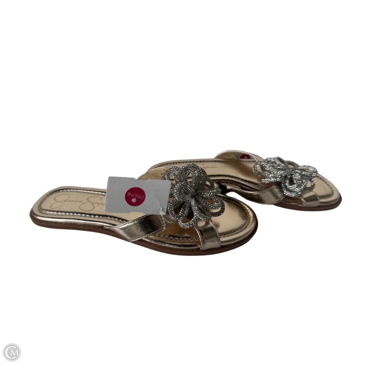 Sandals Flats By Jessica Simpson In Gold & White, Size: 8