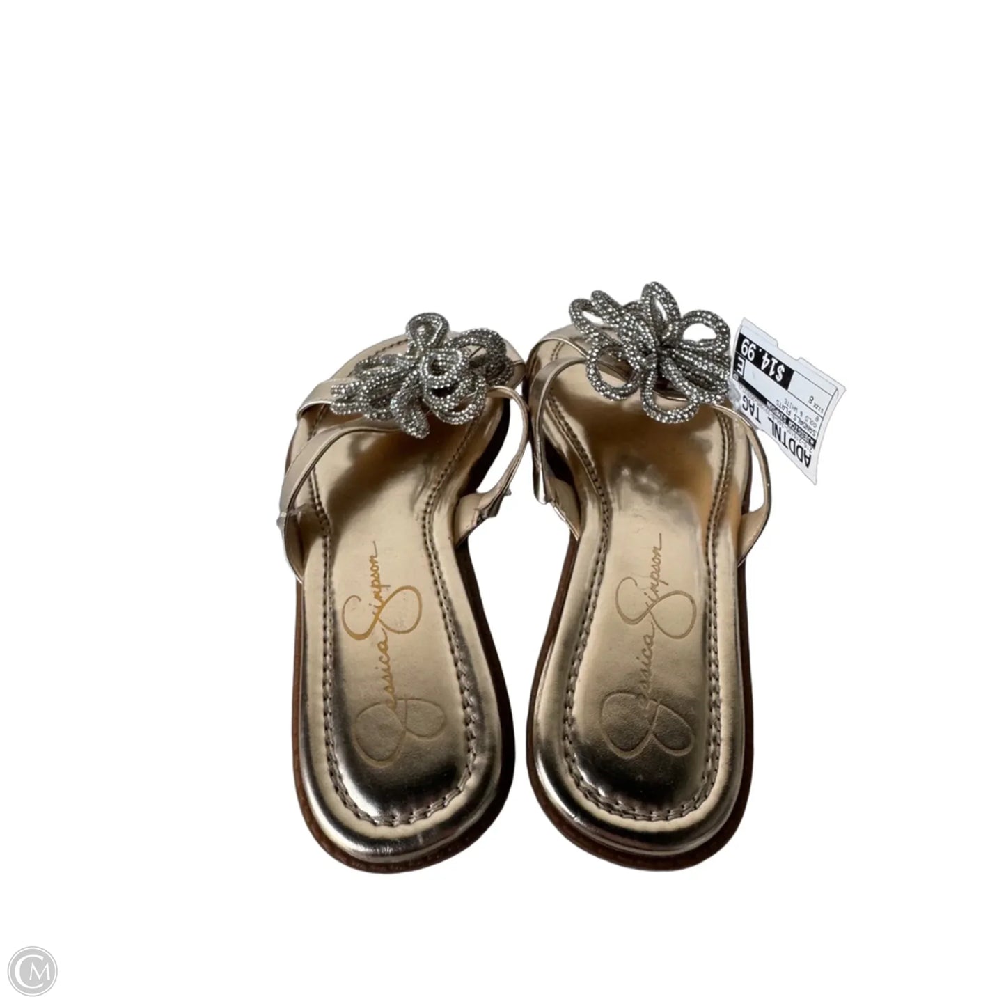 Sandals Flats By Jessica Simpson In Gold & White, Size: 8