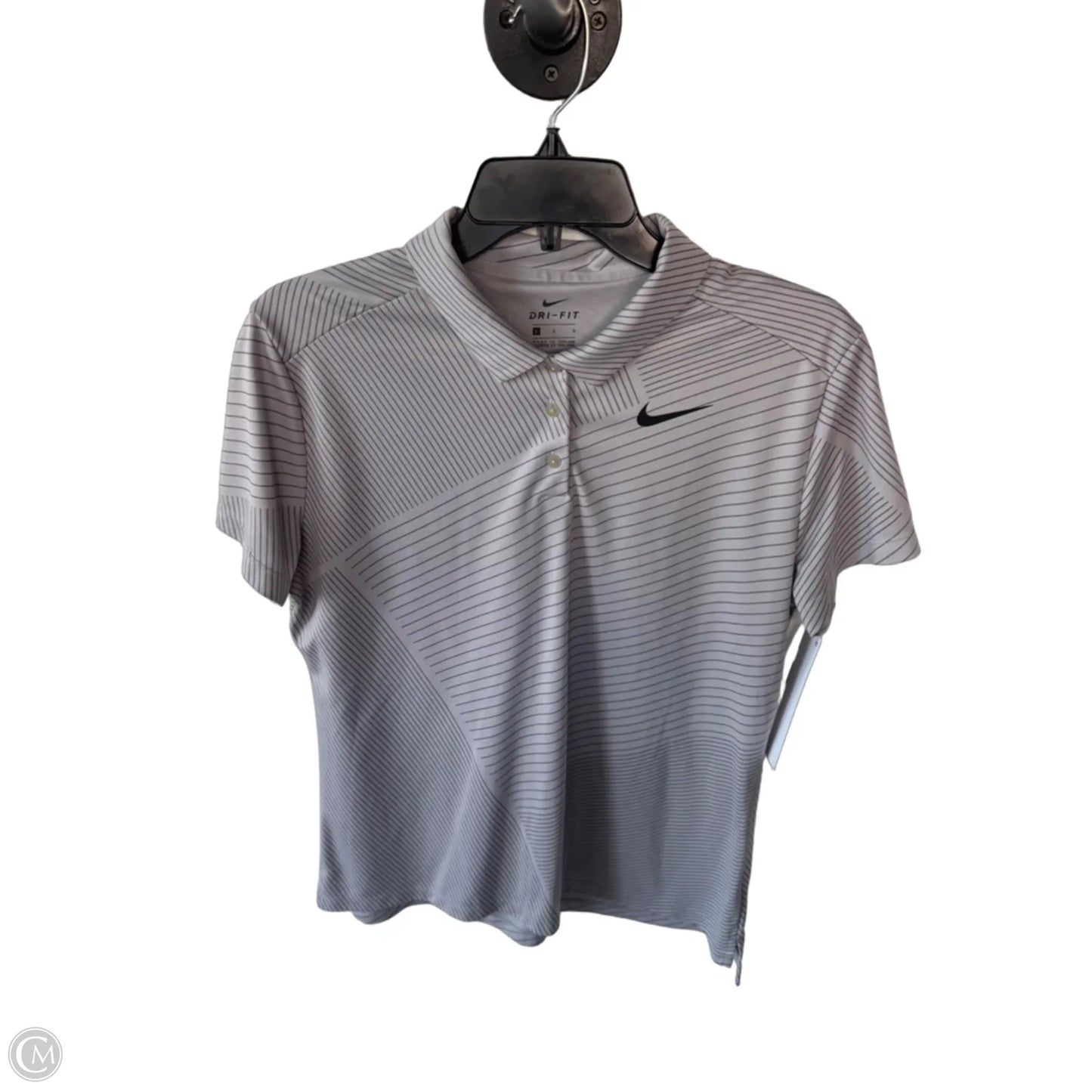 Athletic Top Short Sleeve By Nike In Grey, Size: L