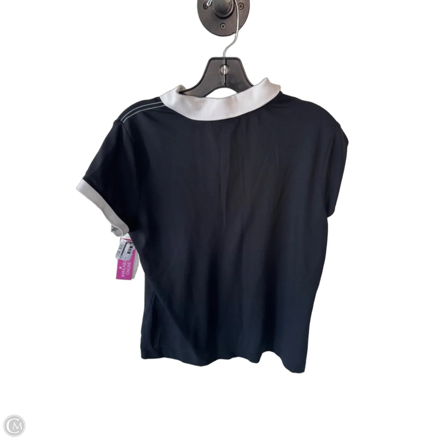 Athletic Top Short Sleeve By Nike In Black & White, Size: L