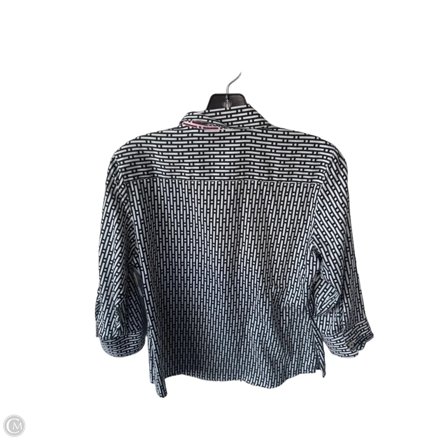 Top 3/4 Sleeve By Foxcroft In Black & White, Size: Sp