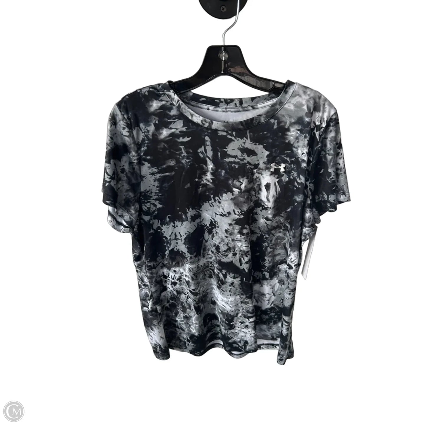 Athletic Top Short Sleeve By Under Armour In Black & Grey, Size: Xl