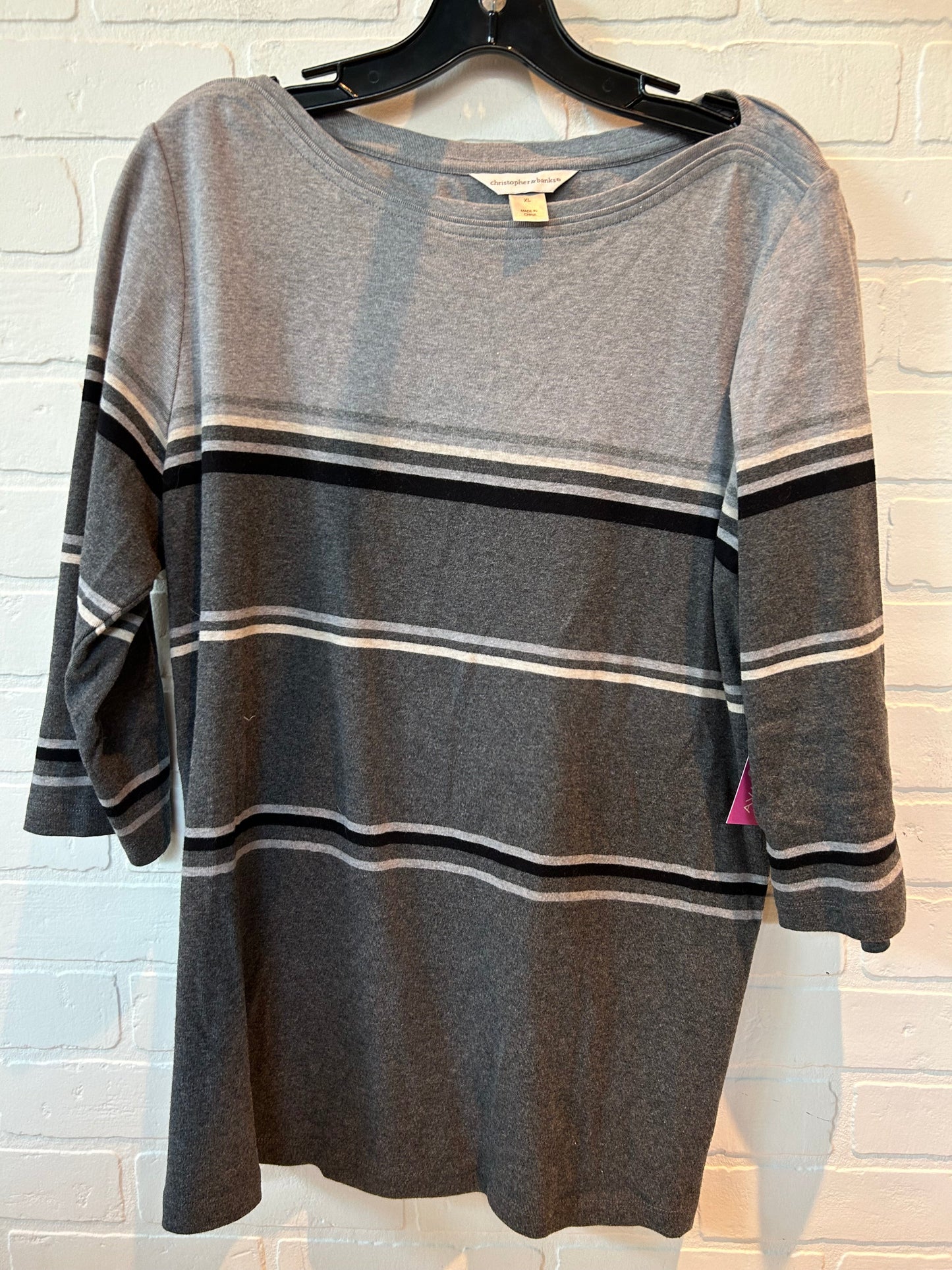 Grey Top 3/4 Sleeve Christopher And Banks, Size Xl