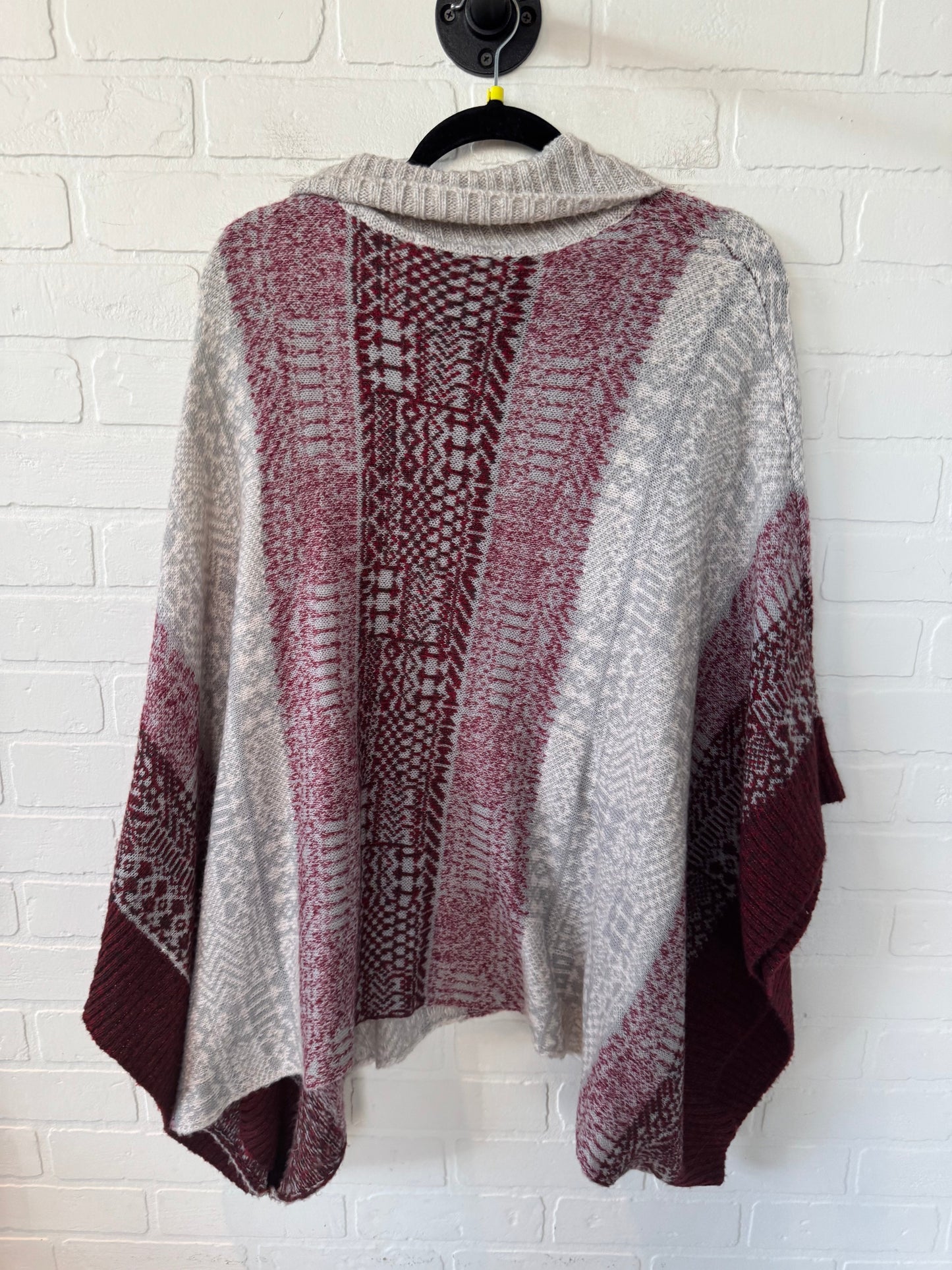 Poncho By Christopher And Banks In Grey Red, Size: Os