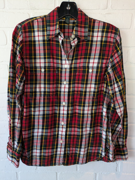 Blouse Long Sleeve By Lauren By Ralph Lauren In Plaid Pattern, Size: S