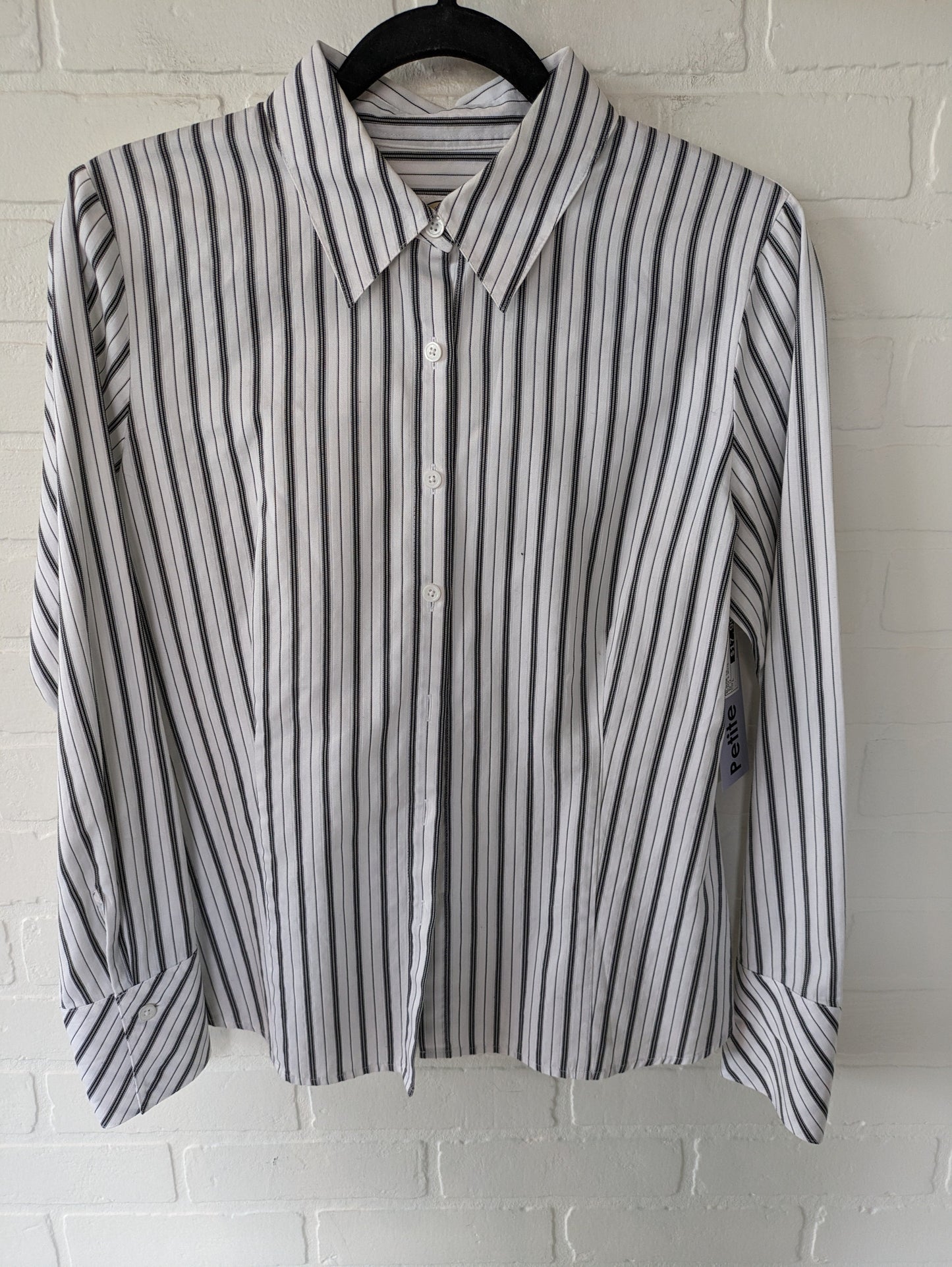 Black & White Blouse Long Sleeve Talbots, Size L