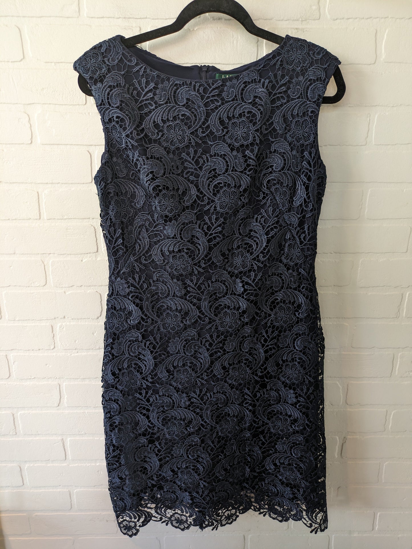 Navy Dress Party Midi Lauren By Ralph Lauren, Size M