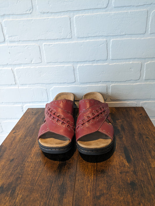 Red Sandals Heels Block Clarks, Size 7