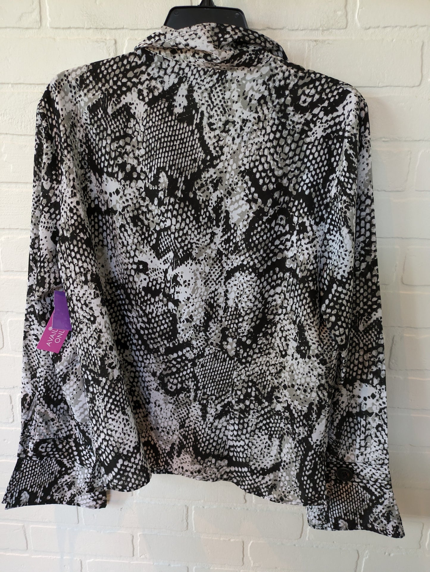 Black & Grey Blouse Long Sleeve Spense, Size Xl