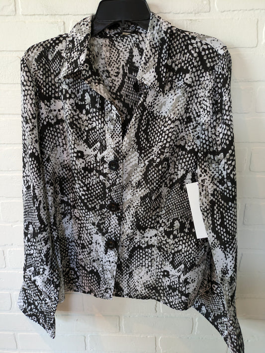 Black & Grey Blouse Long Sleeve Spense, Size Xl