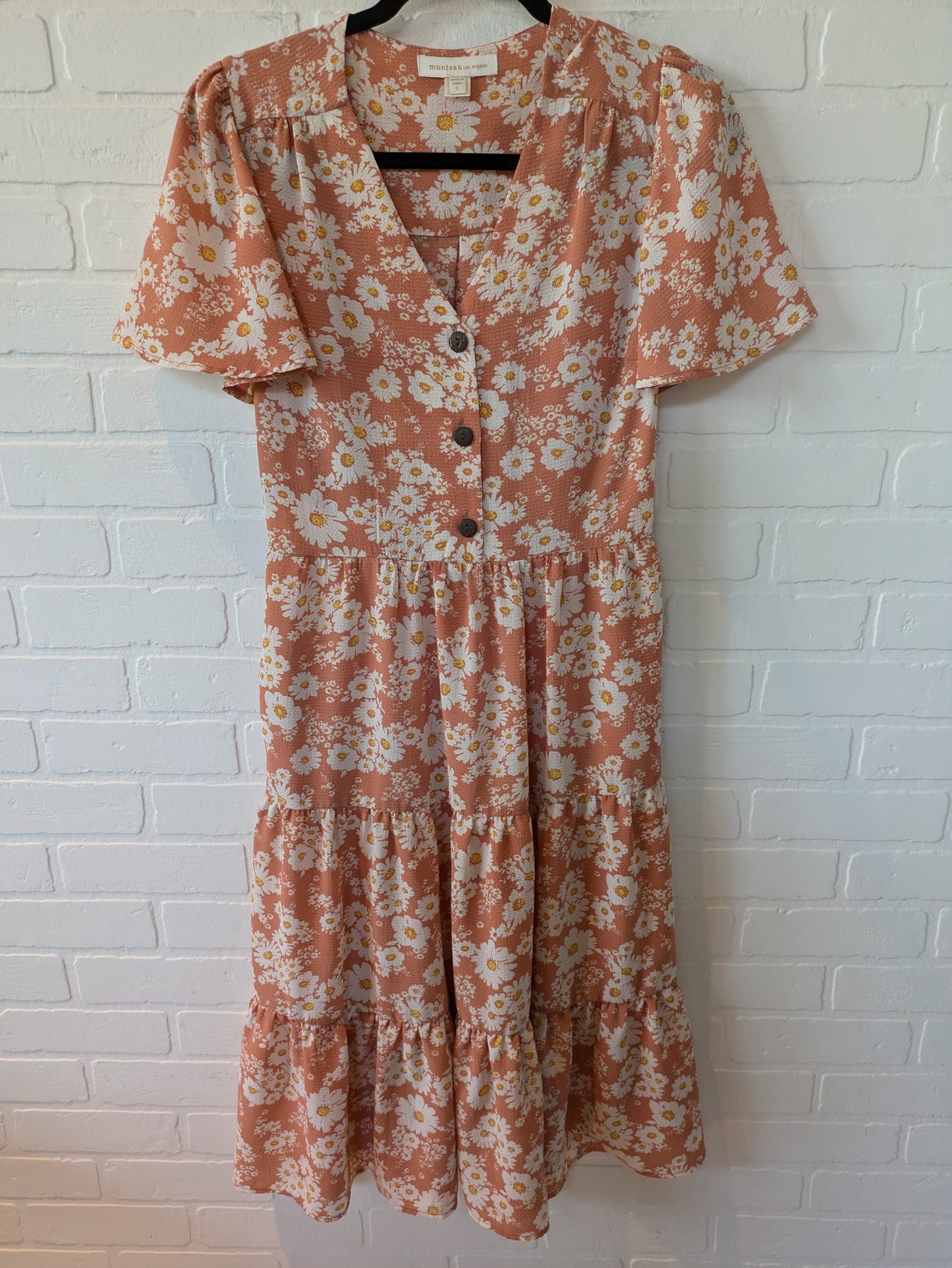 Orange & White Dress Casual Short Monteau, Size L