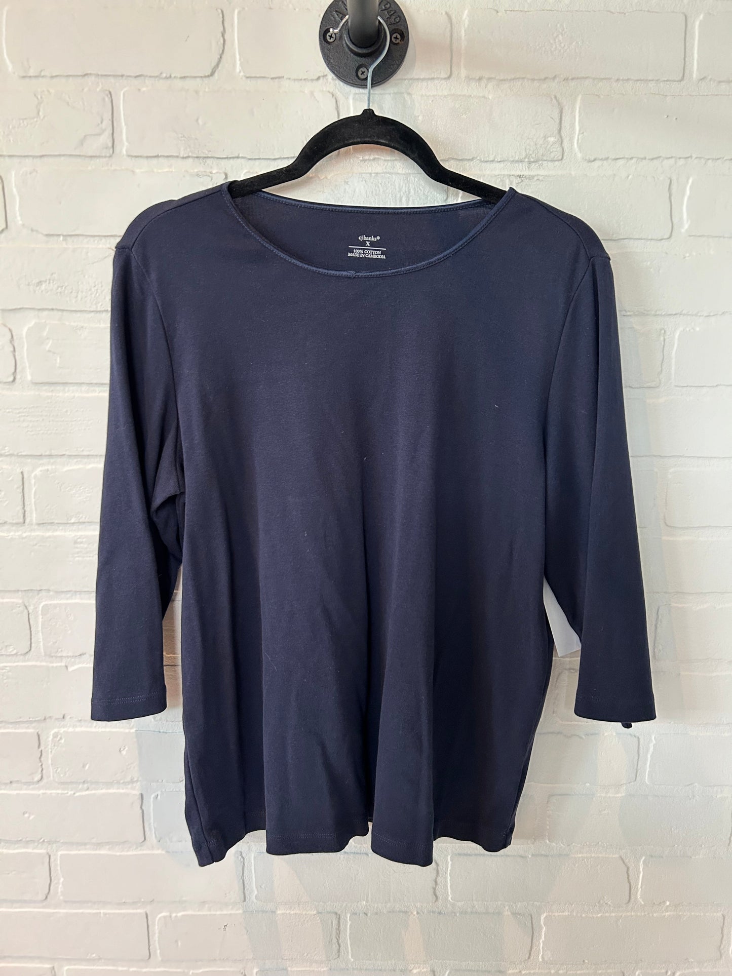 Navy Top 3/4 Sleeve Basic Cj Banks, Size Xl