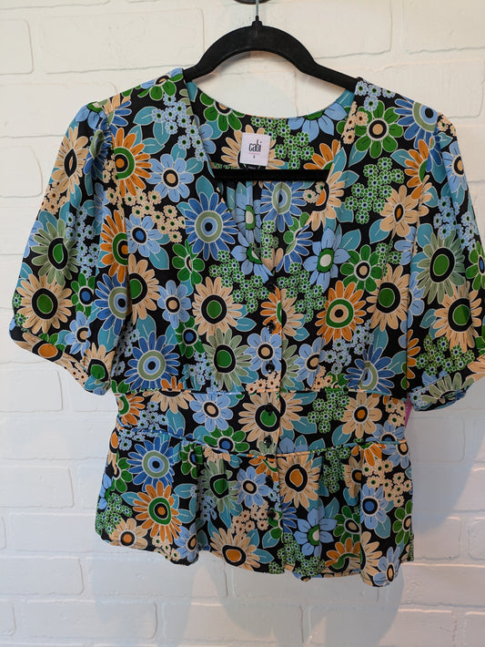 Black & Green Blouse Short Sleeve Cabi, Size S