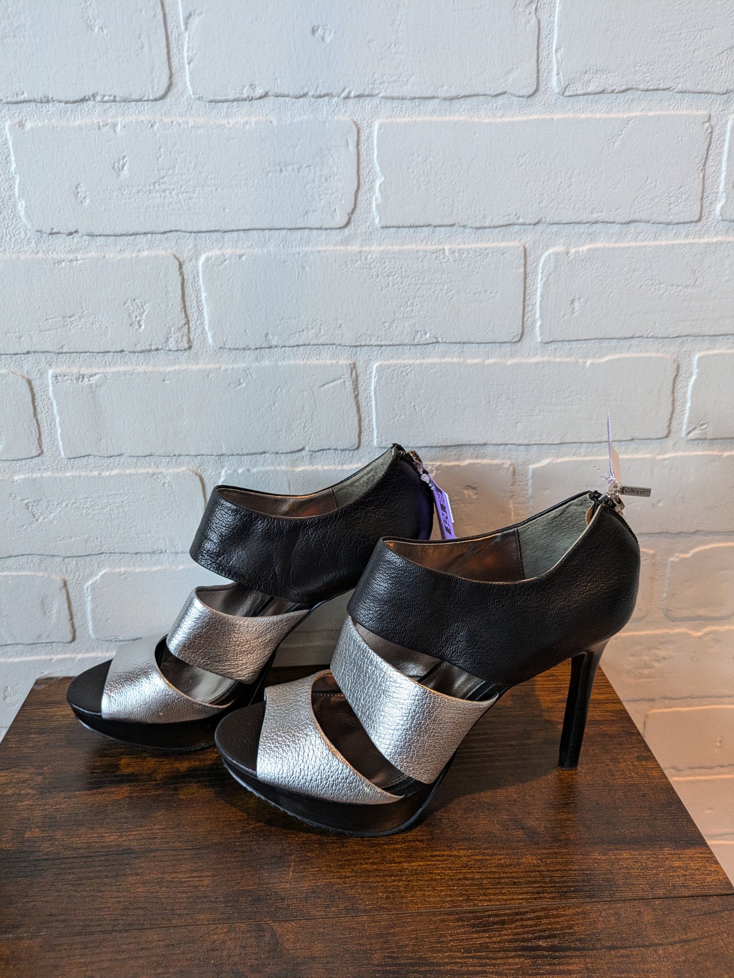 Black & Silver Shoes Heels Wedge Calvin Klein, Size 8