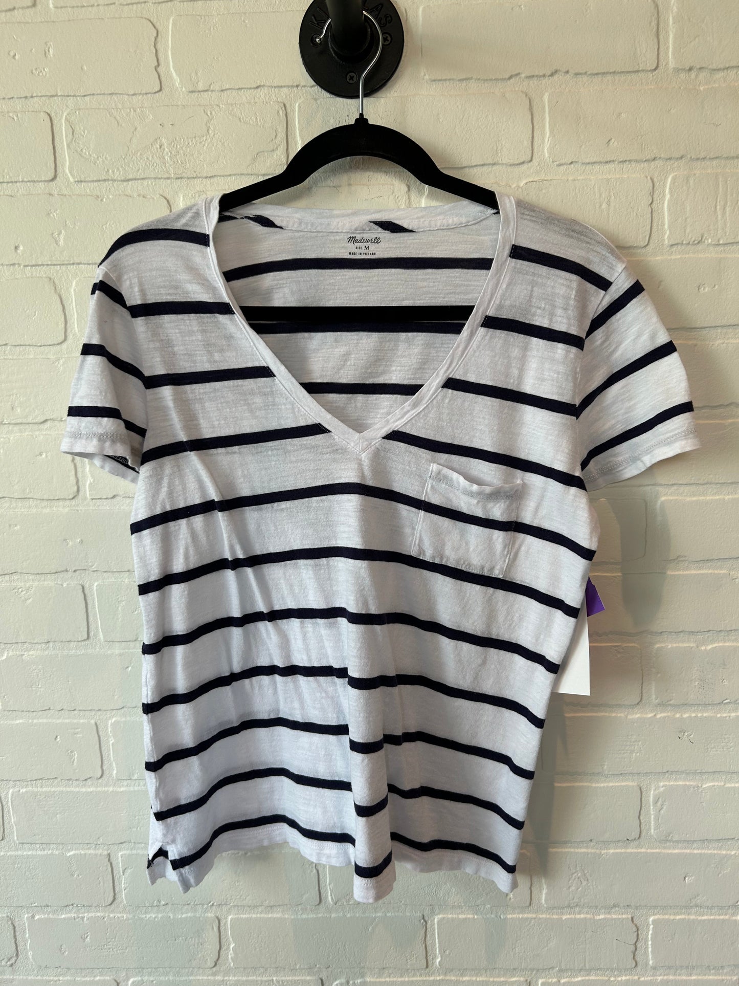 Blue & White Top Short Sleeve Madewell, Size M