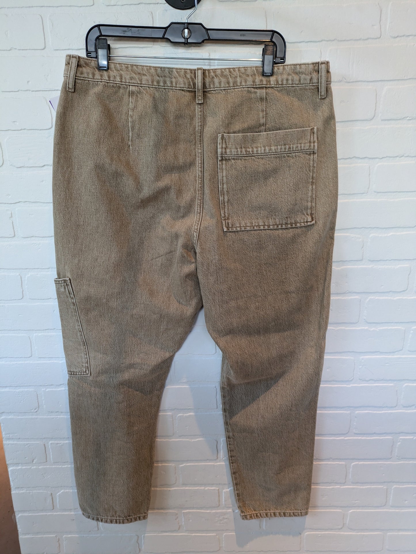 Tan Denim Pants Cargo & Utility Top Shop, Size 14