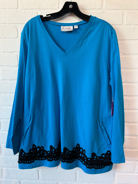 Blue Tunic Long Sleeve Linea By Louis Dellolio, Size L