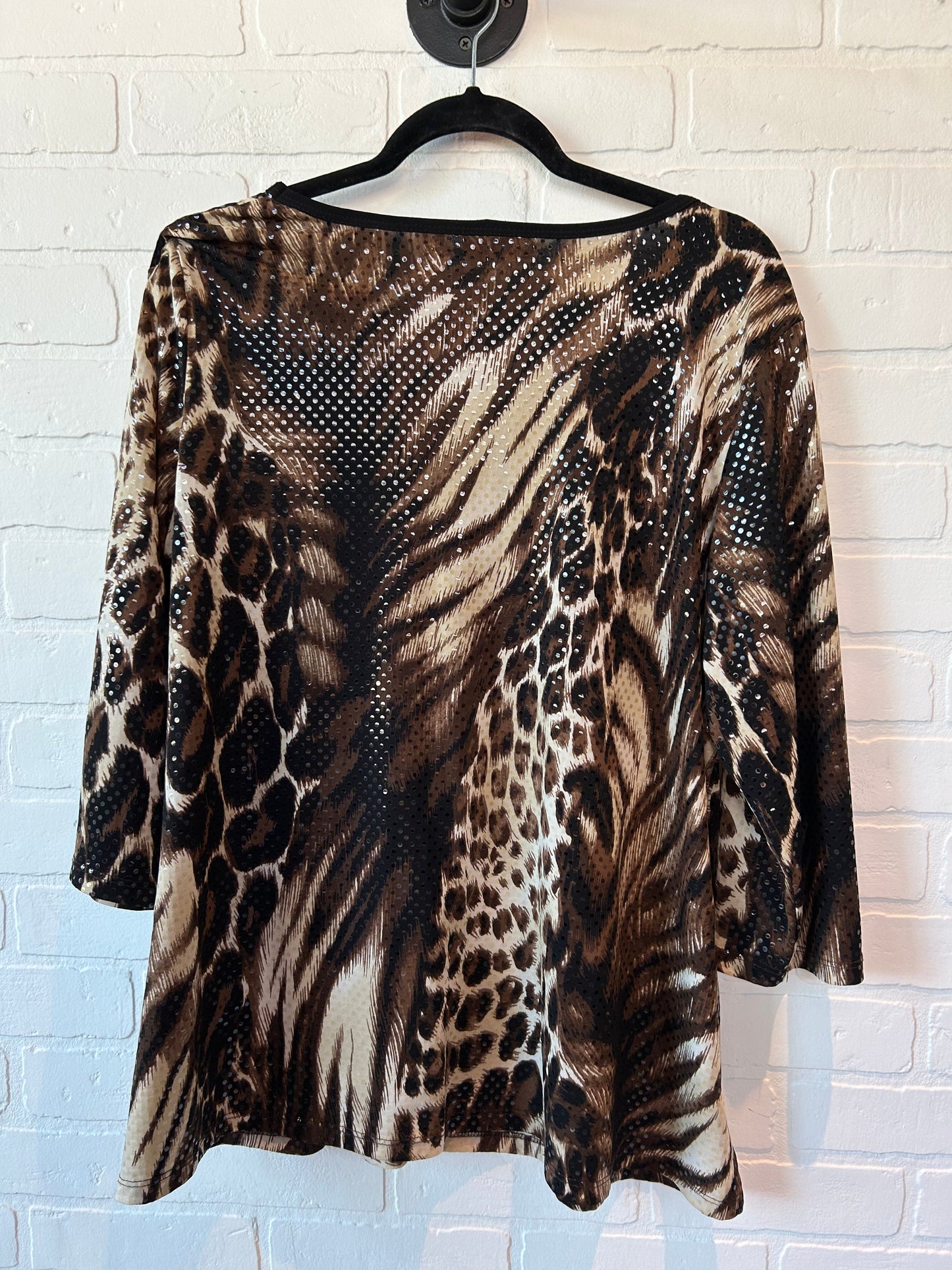 Animal Print Blouse Long Sleeve Susan Graver, Size Xl