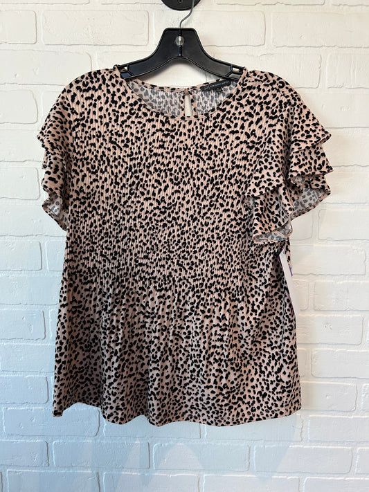 Black & Pink Blouse Short Sleeve Adrianna Papell, Size M