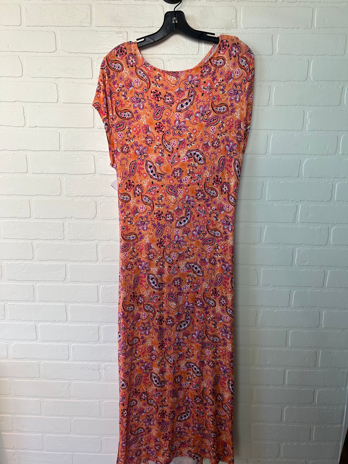 Orange & Pink Dress Casual Maxi Loft, Size Xl