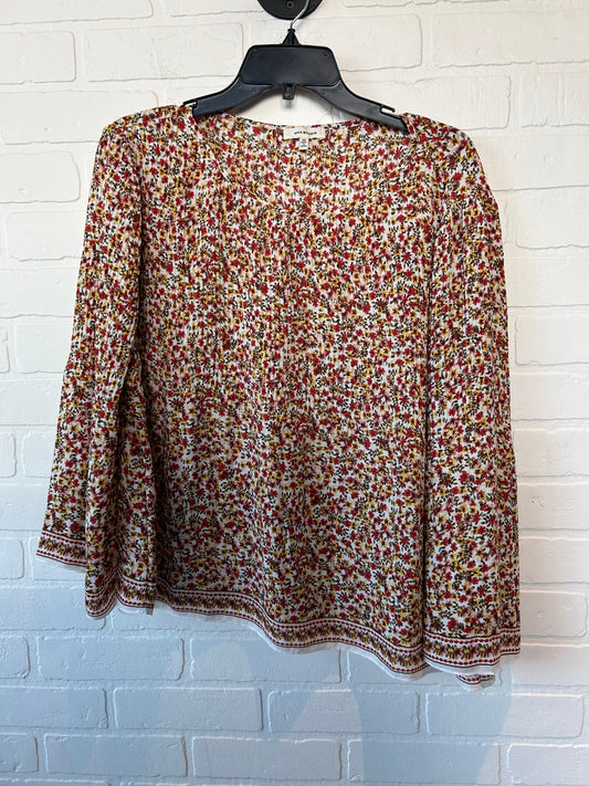 Brown & White Blouse Long Sleeve Max Studio, Size Xs