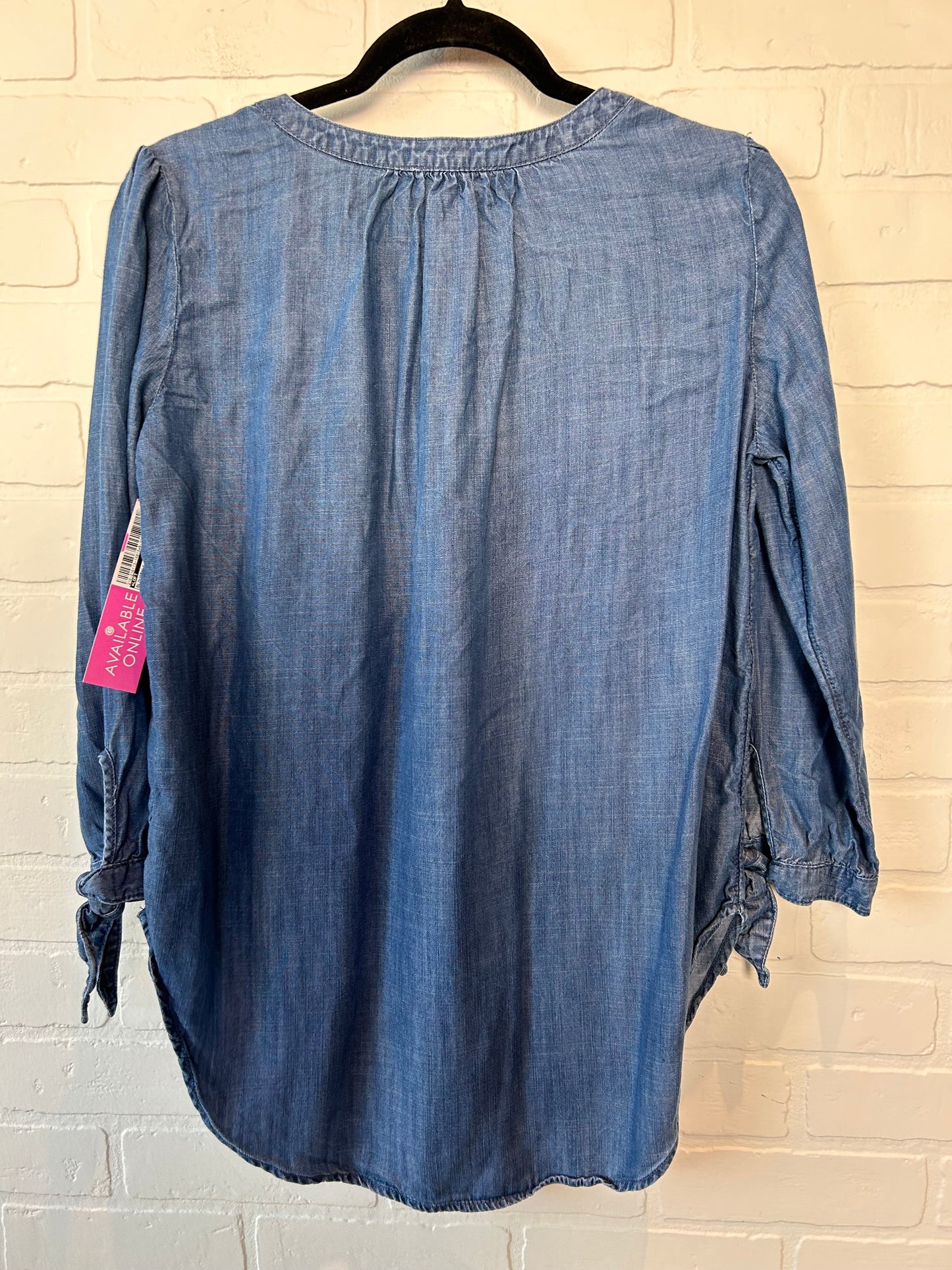 Blue Denim Blouse Long Sleeve Loft, Size Xs