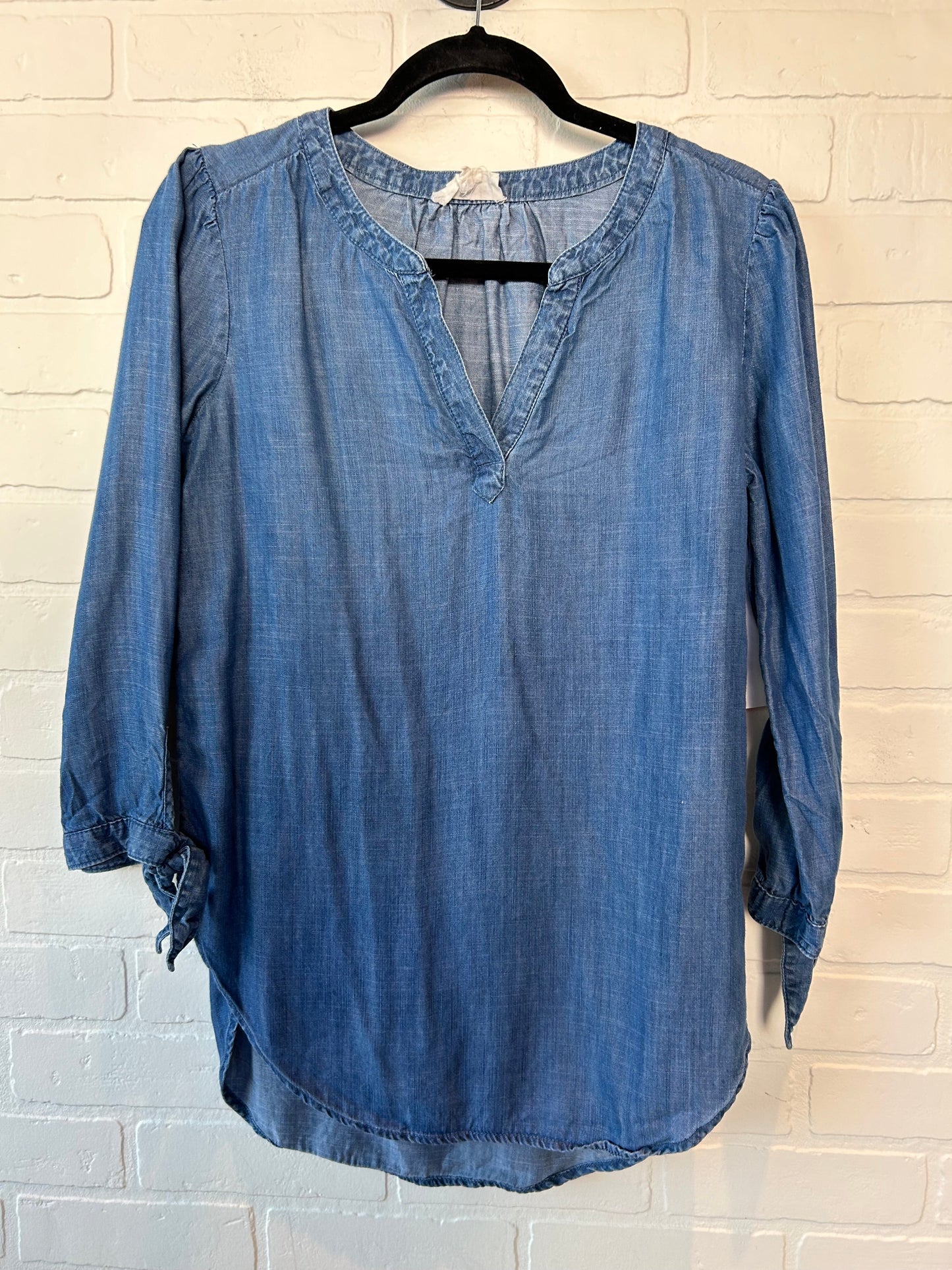 Blue Denim Blouse Long Sleeve Loft, Size Xs