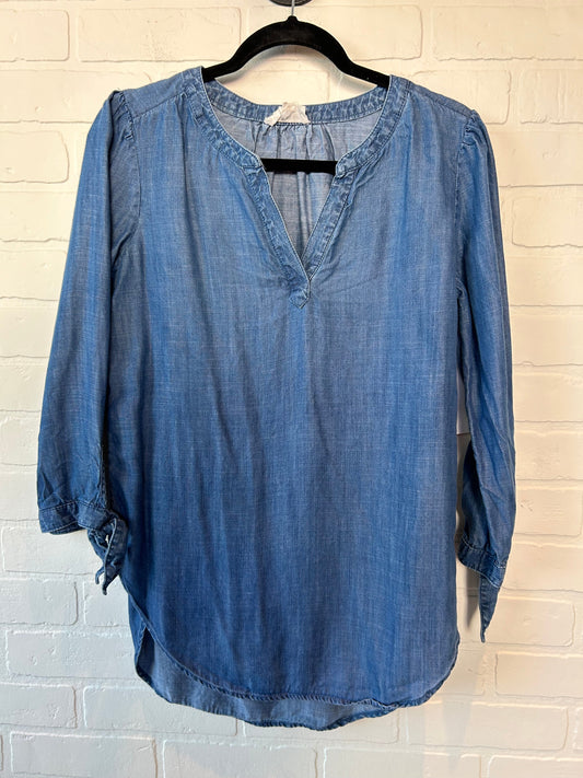 Blue Denim Blouse Long Sleeve Loft, Size Xs