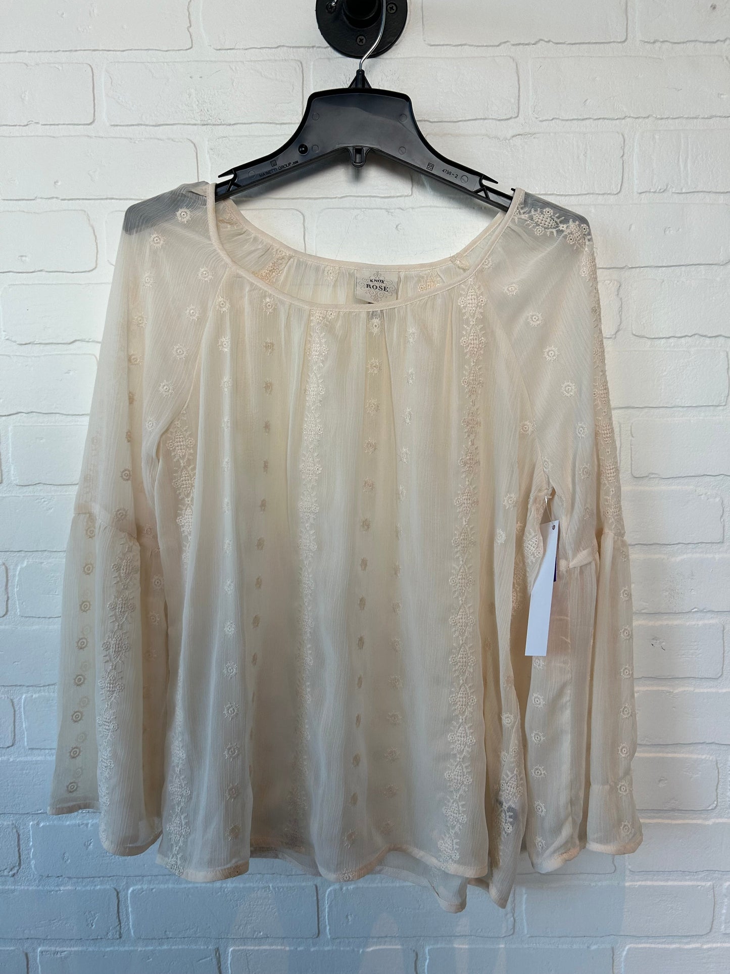 Cream Blouse Long Sleeve Knox Rose, Size Xs