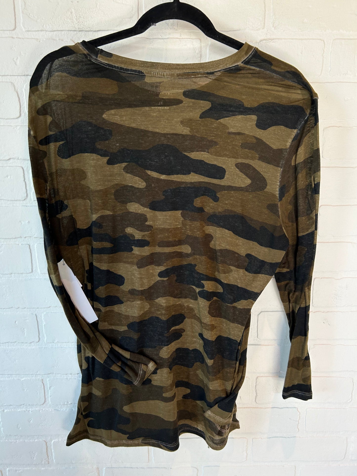 Camouflage Print Top Long Sleeve Basic Lucky Brand, Size Xl