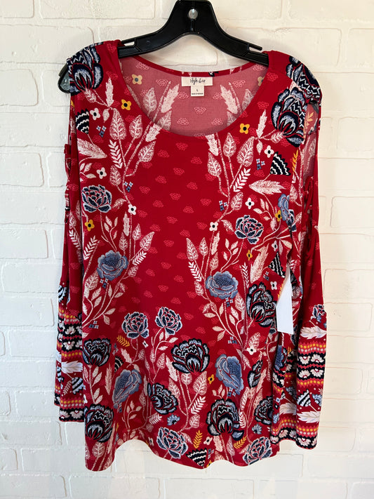 Red & White Tunic Long Sleeve Style And Company, Size L