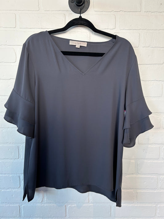 Grey Blouse Short Sleeve Loft, Size M