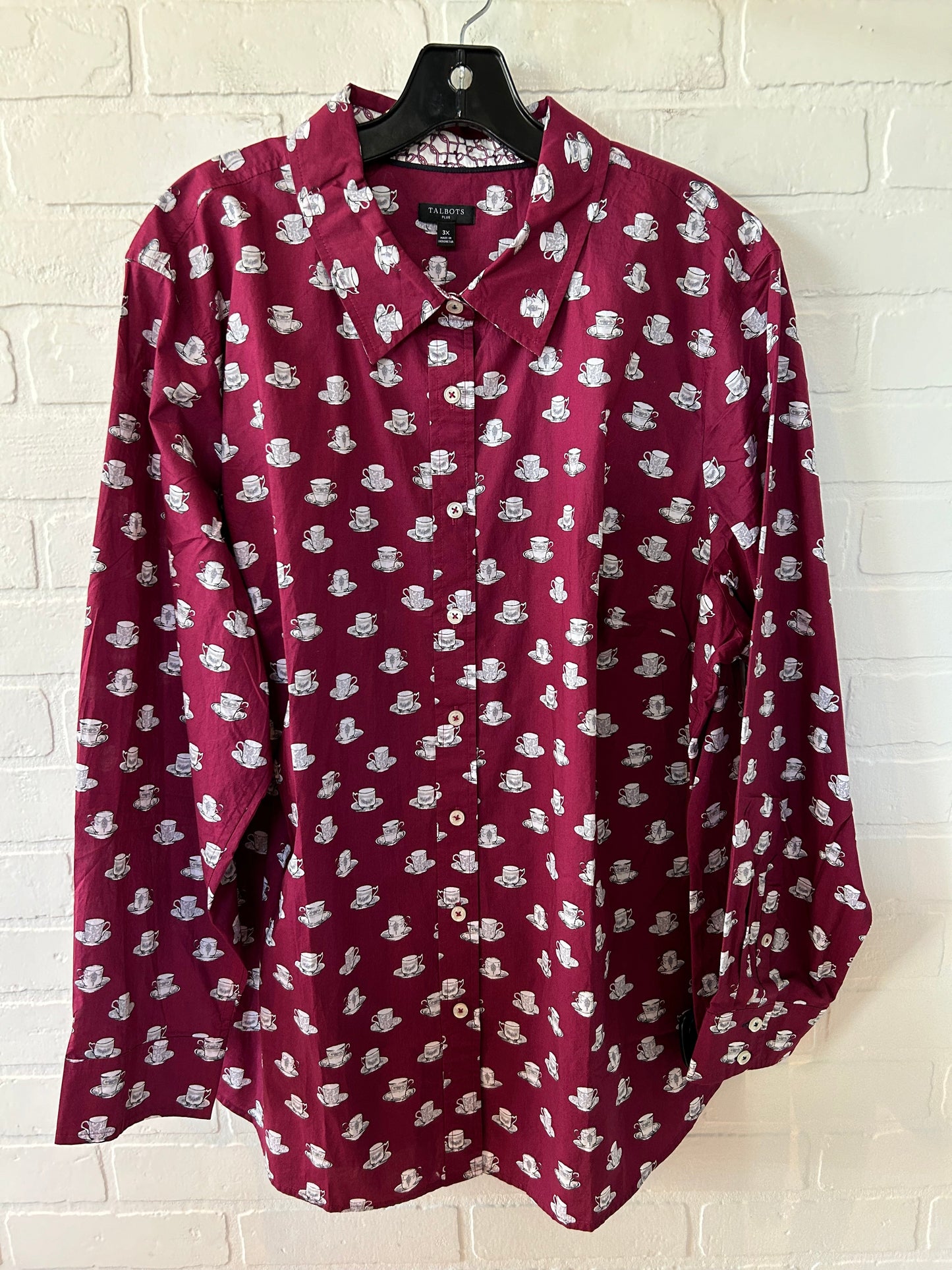 Red Blouse Long Sleeve Talbots, Size 3x