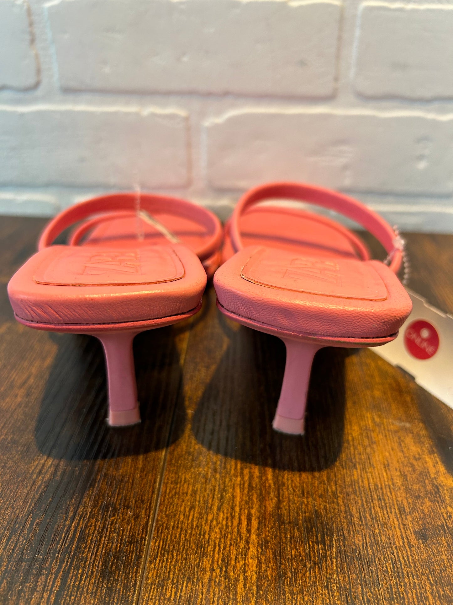 Pink Sandals Heels Kitten Zara, Size 8.5