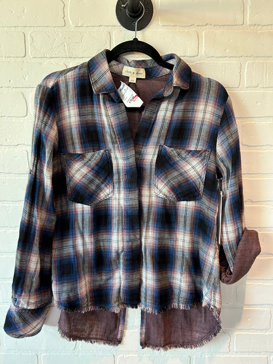 Plaid Pattern Top Long Sleeve Cloth & Stone, Size Xs