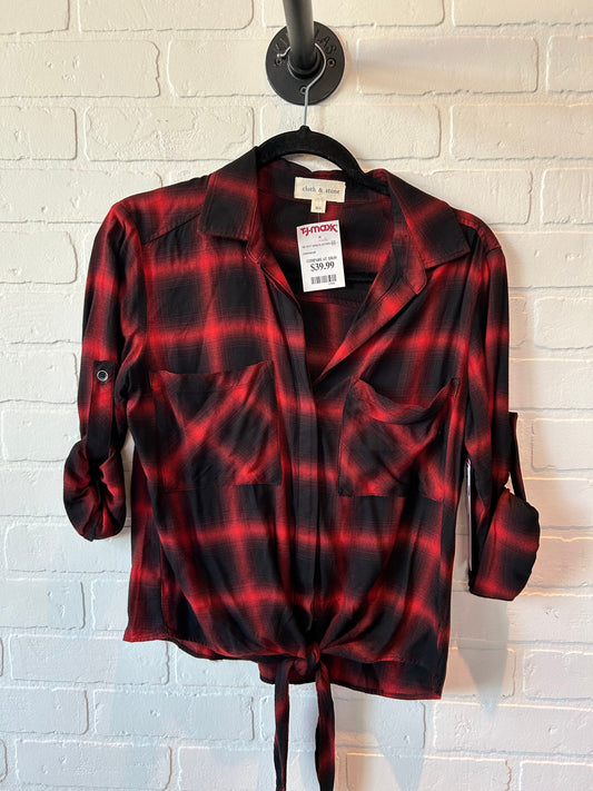 Black & Red Top Long Sleeve Cloth & Stone, Size Xs