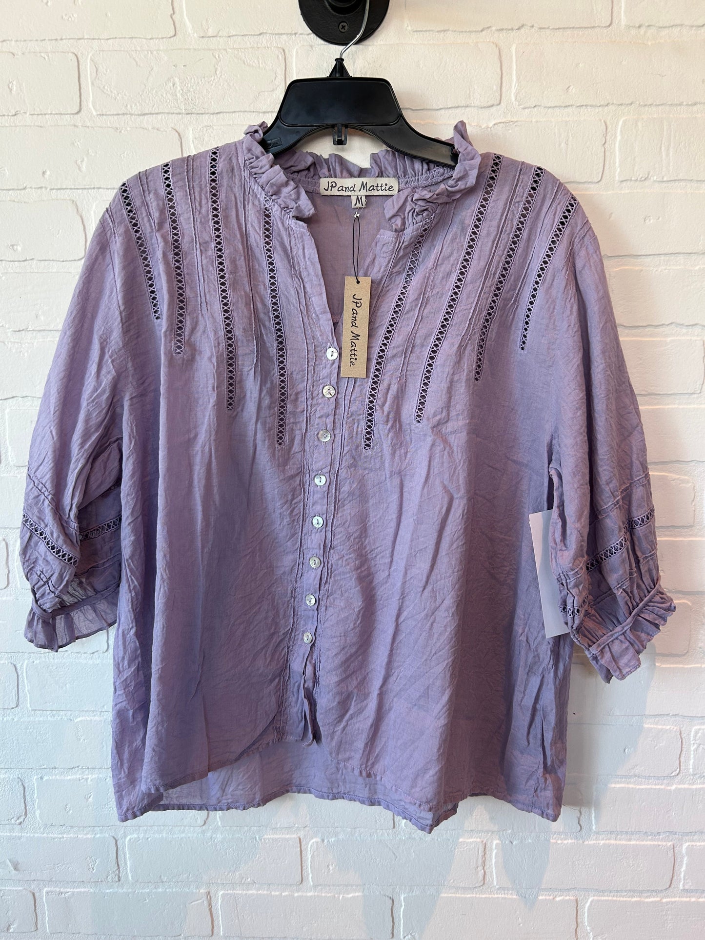 Purple Top 3/4 Sleeve Jp and Mattie, Size M