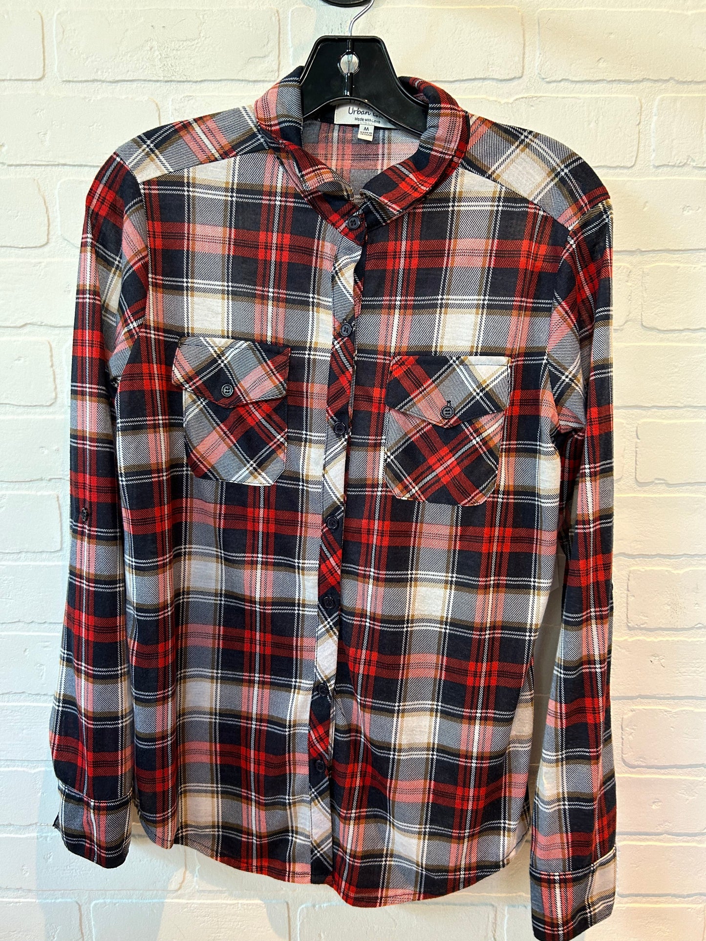 Plaid Pattern Top Long Sleeve Urban Girl, Size M