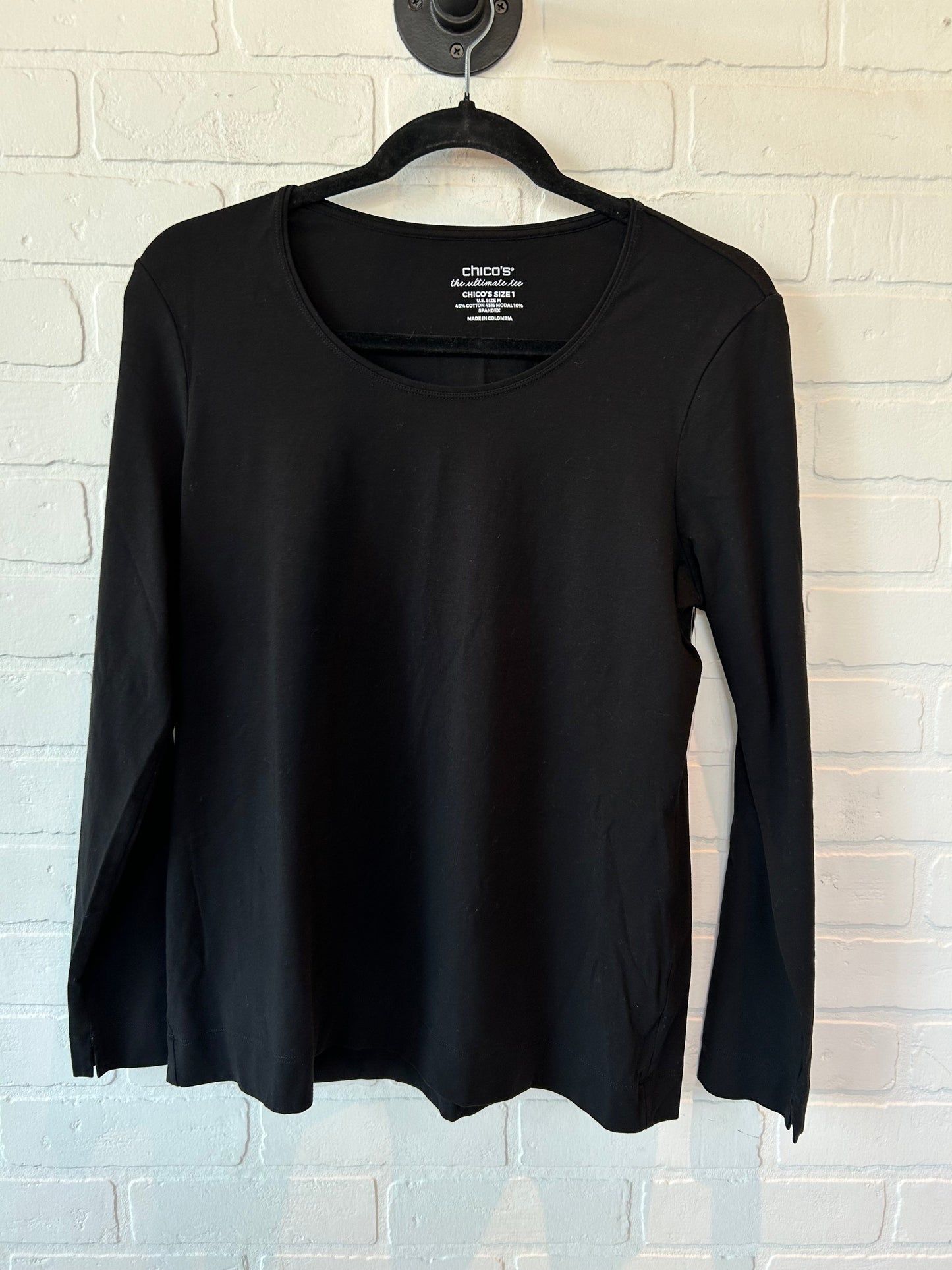 Black Top Long Sleeve Basic Chicos, Size M