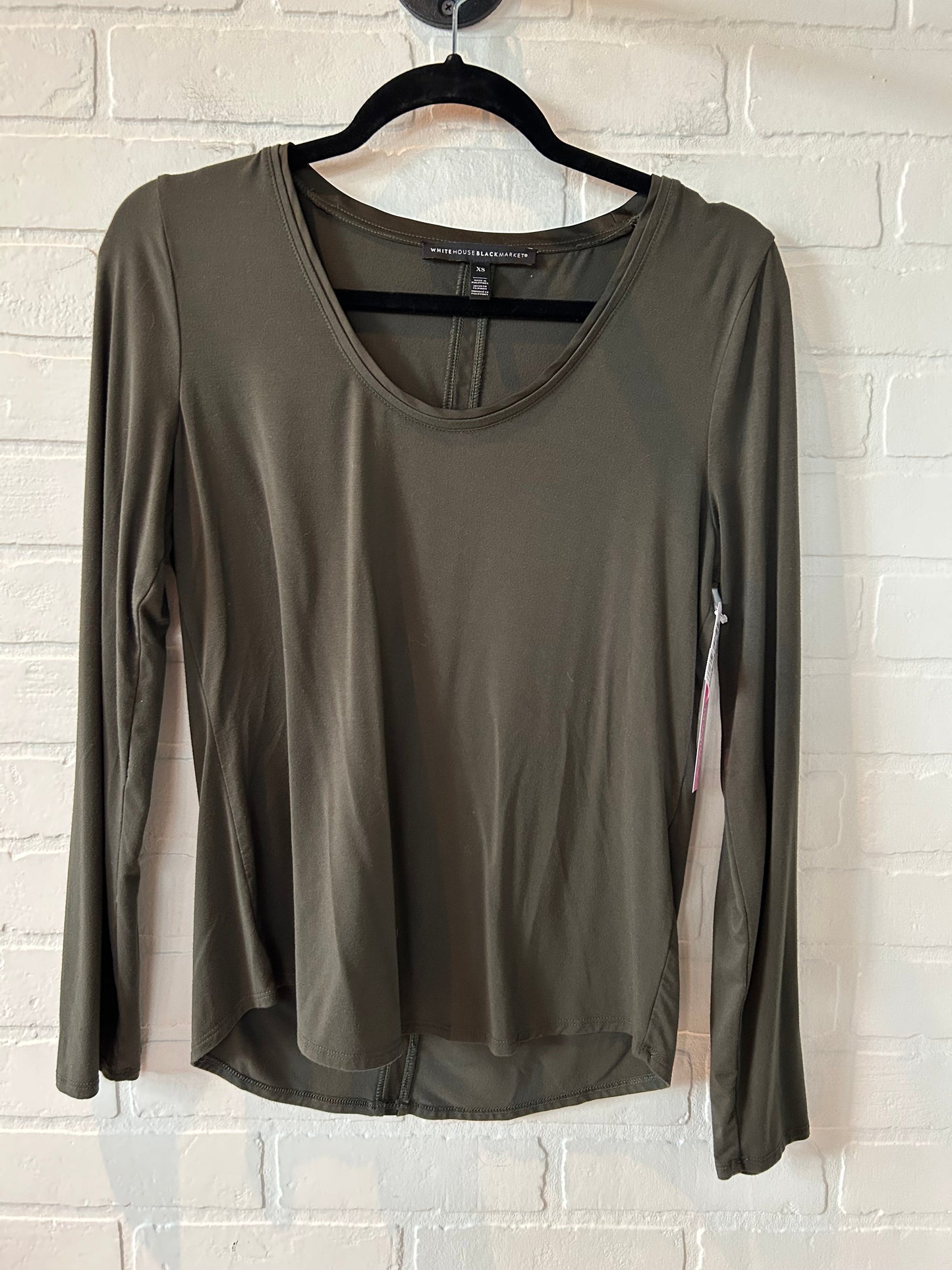 Green Top Long Sleeve Basic White House Black Market, Size Xs