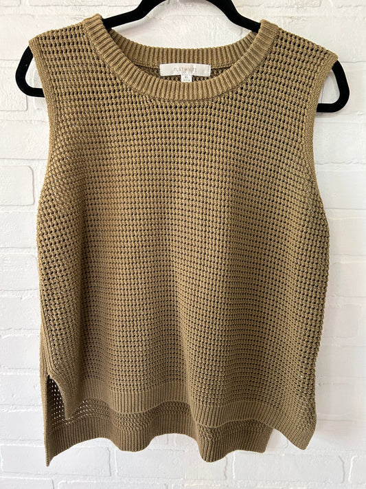 Green Vest Sweater Flat White, Size Xl