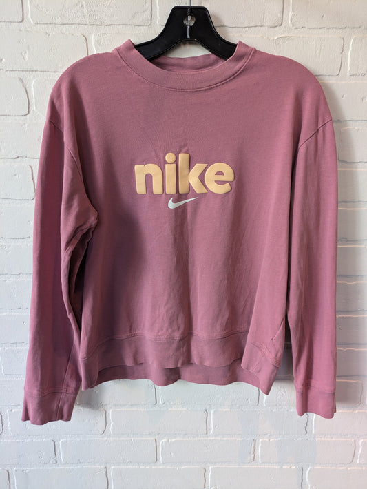 Athletic Top Long Sleeve Collar By Nike In Pink, Size: M