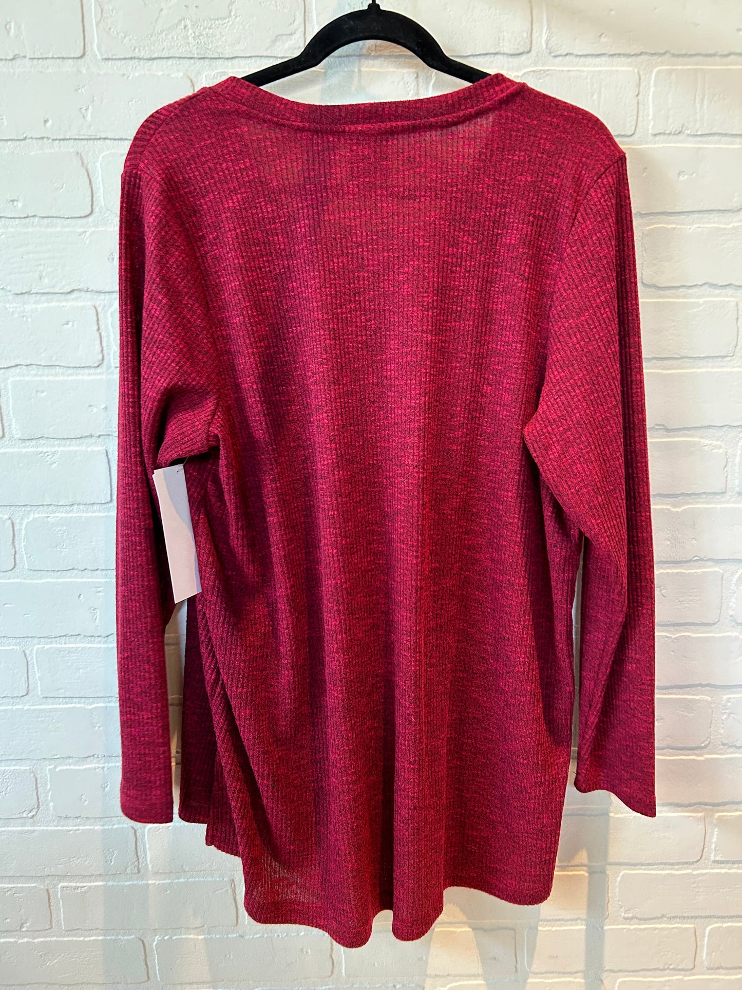 Top Long Sleeve Basic By Bobeau In Red, Size: 1x