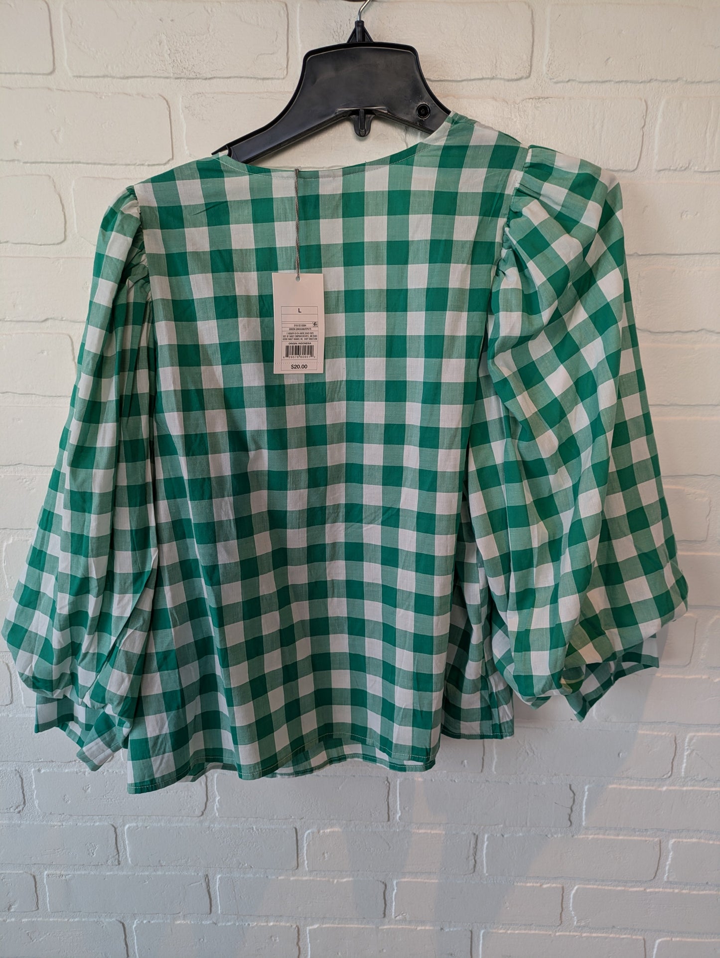 Top Long Sleeve By A New Day In Green & White, Size: L