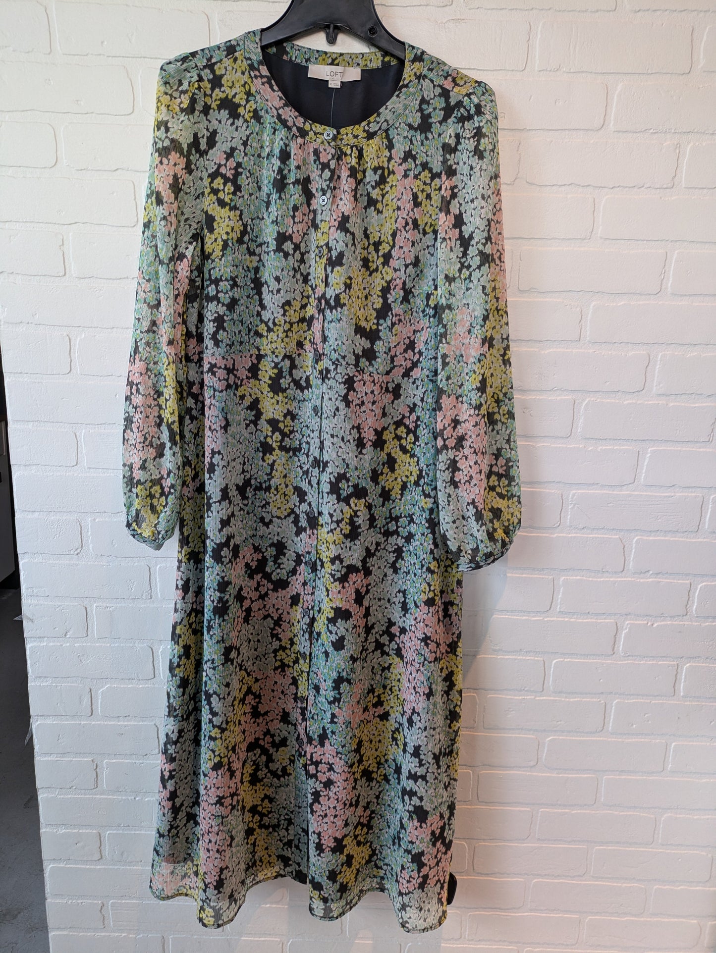 Dress Casual Maxi By Loft In Grey & Pink, Size: L