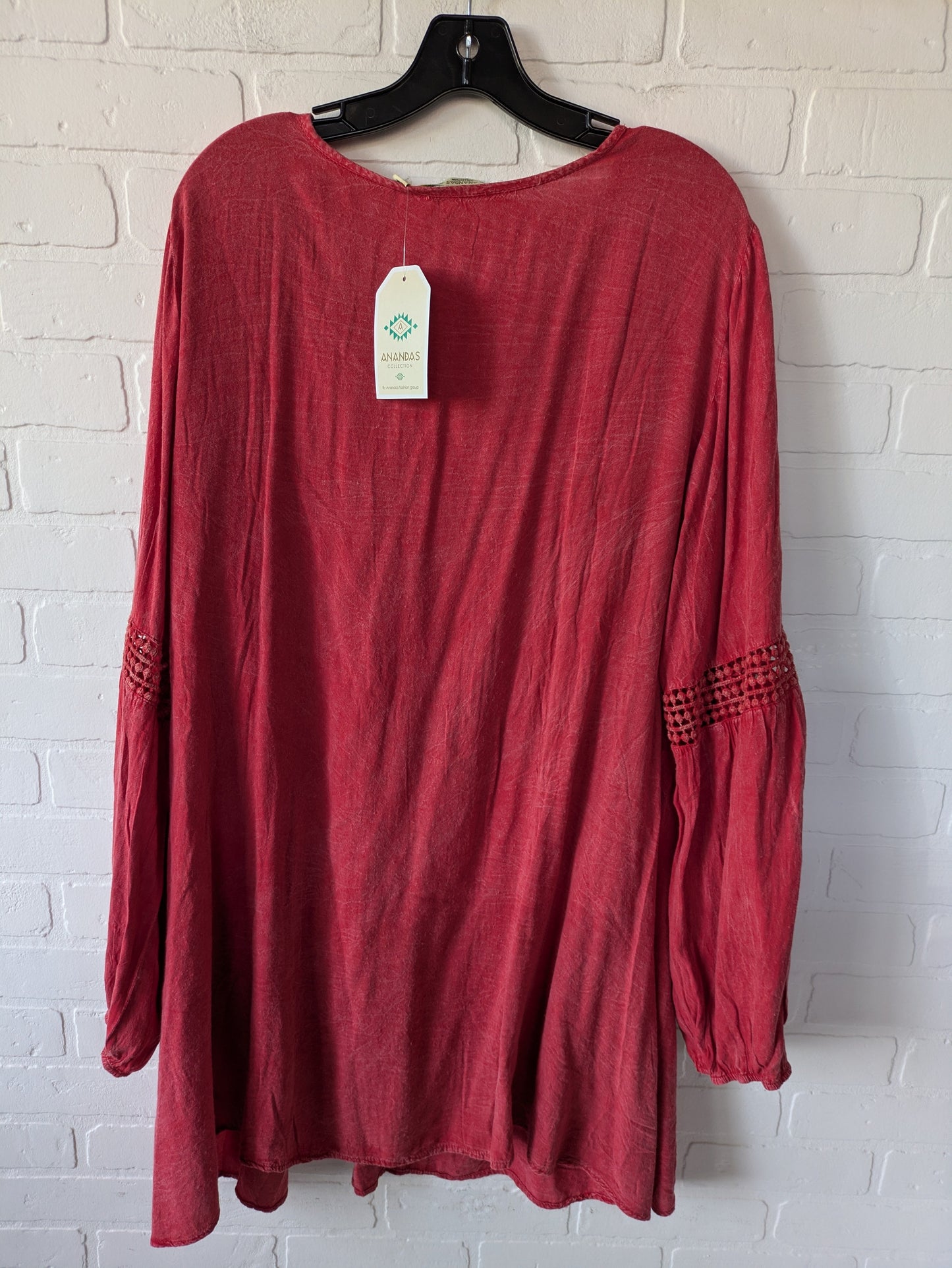 Tunic Long Sleeve By Clothes Mentor In Red, Size: 2x